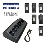 Gang Charger With 6X Li-ion Batteries For Motorola Radios NNTN4970, CP200, EP450. Fixed Price $329.00.