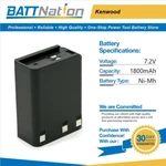 7.2V 1800MAH Nimh Battery For Kenwood KNB-12, KNB-12A. Fixed Price $30.00.