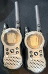 Motorola T9680RSAME Handheld Walkie Talkies Pair Black Silver Menu Button. Fixed Price $45.99.