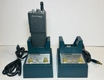 Motorola MT500 Walkie Talkie With Two HT-220 Omni Chargers Parts / Repair. Fixed Price $129.99.