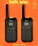 Nib Two (2) Onn Black Handheld Walkie Talkies Up To 16 Mile Range*. Fixed Price $15.00.