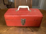Western Auto Wizard Red Metal Tackle Box With Tray 14"LONG A1. Fixed Price $29.99.