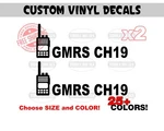 Gmrs CH19 Handheld Radio Walkie Talkie Decal Amateur Ham Sticker. Fixed Price $12.00.