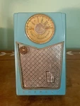 Vintage 1950 Emerson 888 Pioneer Teal Nevabreak Pocket Am Transistor Radio. Fixed Price $55.00.